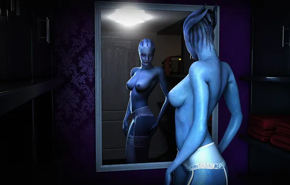 Reflection, mirror, mass effect, liara, asari