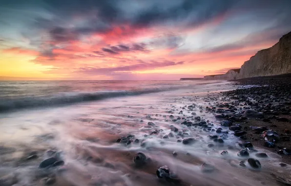 Sea, landscape, sunset