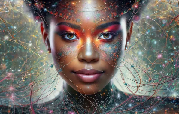 Look, girl, line, pattern, portrait, African, black, black woman
