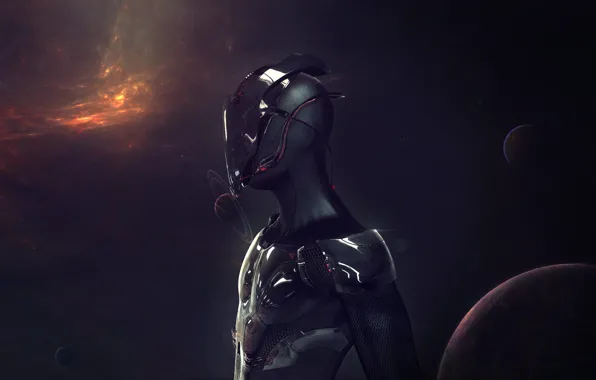 Machine, space, night, metal, darkness, future, the dark background, rendering