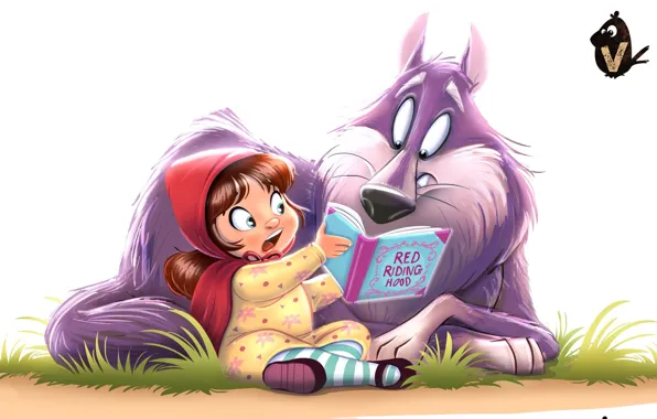 Picture wolf, tale, little red riding hood, art, book, children's, Vipin Jacob, Red and Wolfie