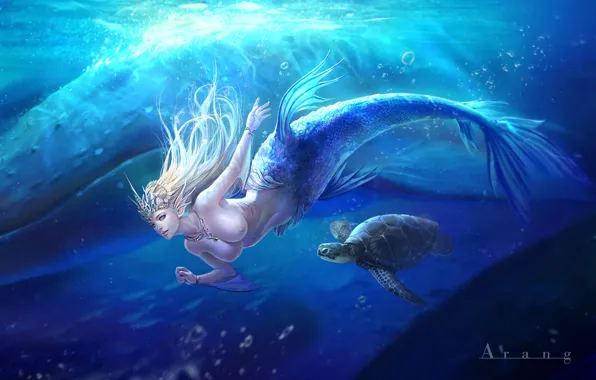 The ocean, mermaid, fantasy, art, bug, Mermaid, TaeKwon Kim(A-rang)