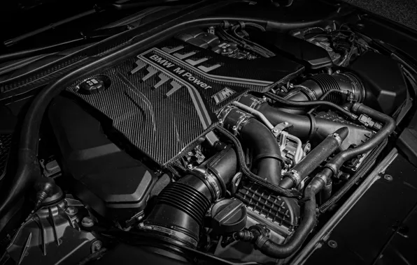 Picture engine, BMW, 2018, Biturbo, 625 HP, under the hood, M5, V8