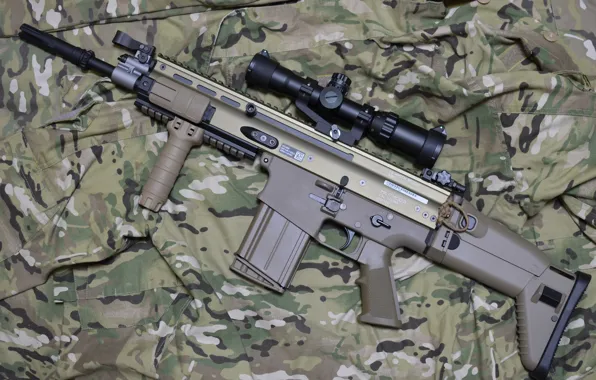 Weapons, machine, camouflage, rifle, assault, FN SCAR-H