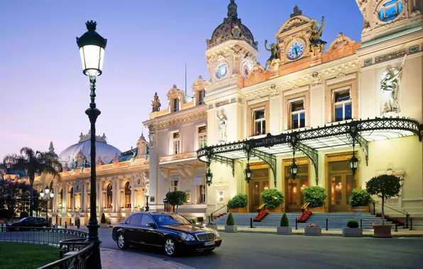 Lights, car, casino, Monaco, Monte Carlo