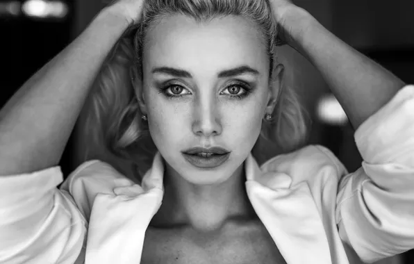 Picture look, close-up, face, pose, model, portrait, hands, makeup