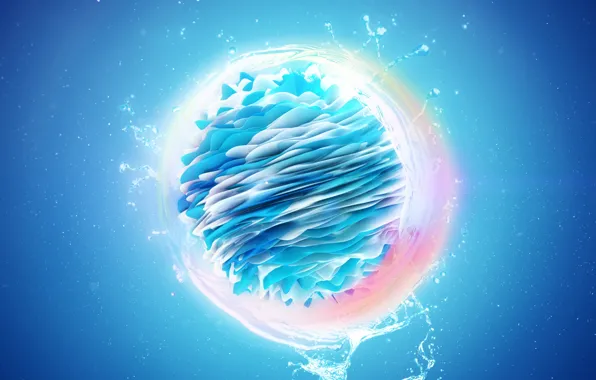 Water, squirt, abstraction, ball, render, hq Wallpapers