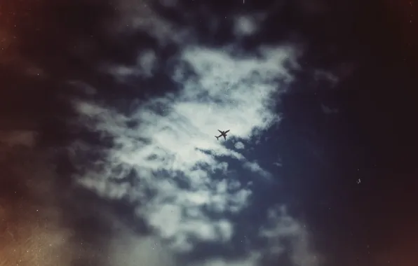 Picture the sky, clouds, the plane, sky, clouds, plane, deepho