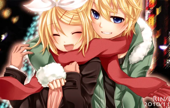 Girl, guy, two, Vocaloid, Vocaloid, Kagamine Len, Kagamine Rin