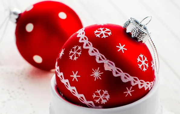 Balls, pattern, toys, New Year, Christmas, red, the scenery, Christmas