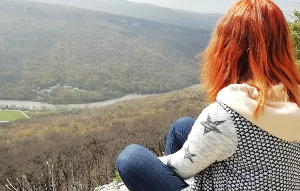 Mountain, Red, Looks, On the edge