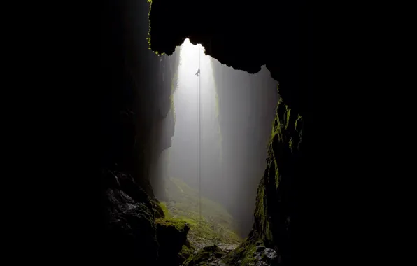 Picture surface, rock, darkness, height, moss, depth, cave, size
