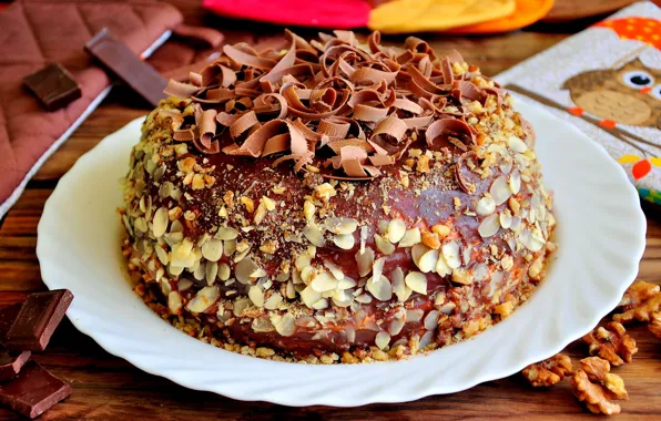 Picture chocolate, cake, nuts