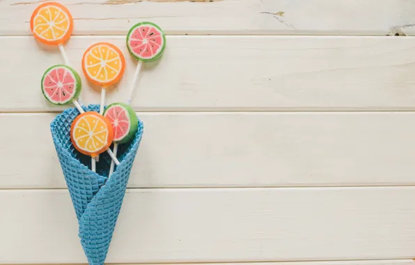 Picture sweets, lollipops, caramel, Caramel, waffle cone, sweetness, lollipops, waffle cone