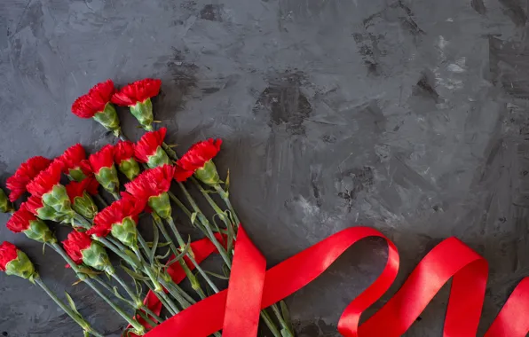 Flowers, bouquet, red ribbon, clove