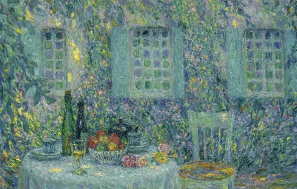 House, picture, yard, Henry Le Sedane Products, Henri Le Sidane, Table. The sun on the …