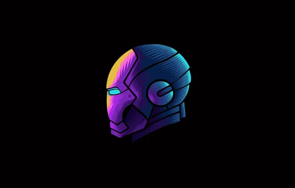 Colorful, fantasy, minimalism, Iron Man, Marvel, digital art, artwork, mask