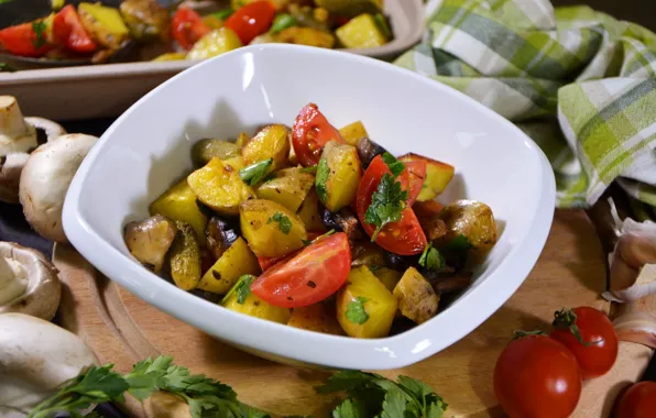 Tomato, spices, potatoes, Basil