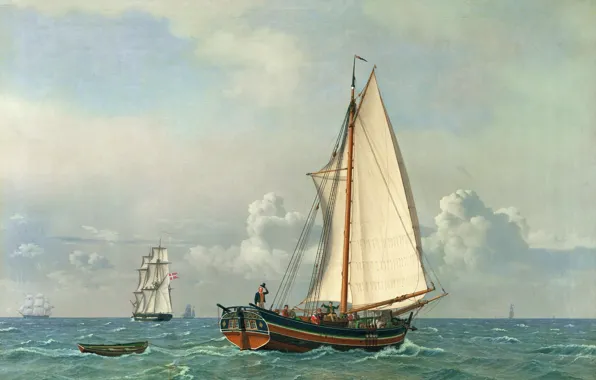 Oil, picture, canvas, Danish painter, Christopher William Eckersberg, "Sea"