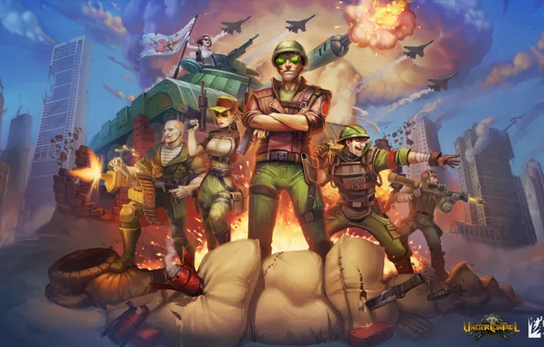 Weapons, team, warriors, banner, Under Control