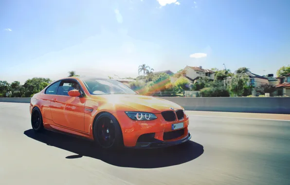 BMW, Orange, Speed, BMW, E92, Fire Orange