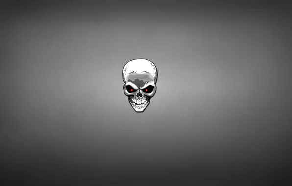 White, skull, skeleton, red eyes, dark background