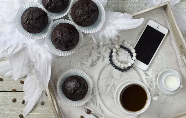 Coffee, food, milk, bracelets, sweet, cupcakes