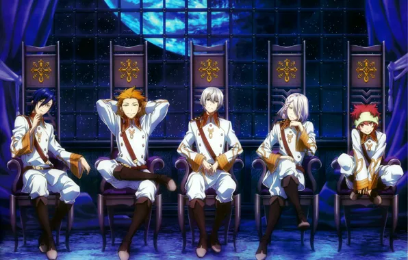 Picture night, window, chair, form, guy, strap, curtains, kakumeiki valvrave