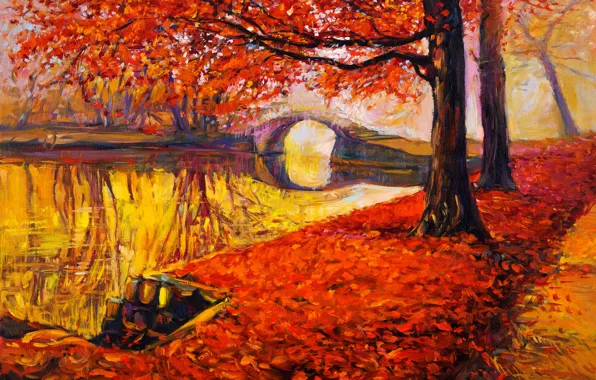 Landscape, paint, picture, painting, landscape, autumn, painting, oil