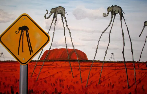 Figure, picture, elephants, Salvador Dali