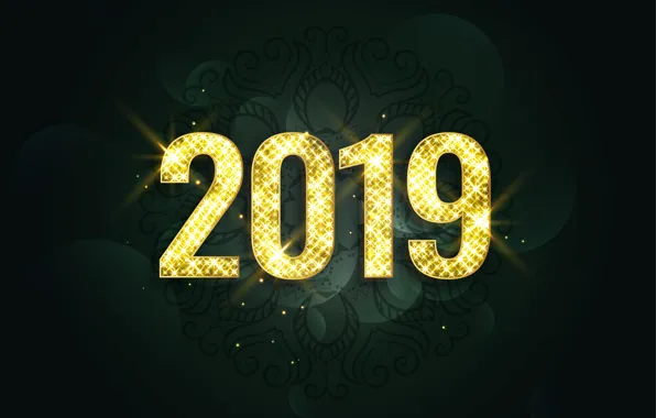 Gold, New Year, figures, golden, black background, black, background, New Year