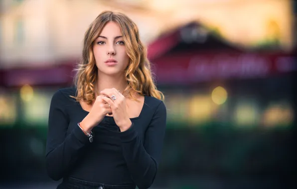 Look, girl, pose, hands, bokeh, Emma