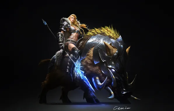 Girl, Blonde, Armor, Girl, Warrior, Fantasy, Art, Beautiful
