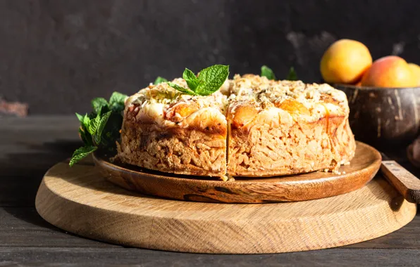 Pie, mint, apricots