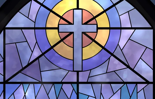Cross, texture, window, stained glass, colored glass, a fragment of glass
