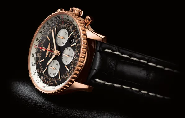 Time, arrows, watch, background black, watch, Breitling, Navitimer, chronometer