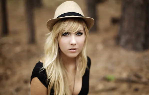 Picture girl, model, hat, blonde