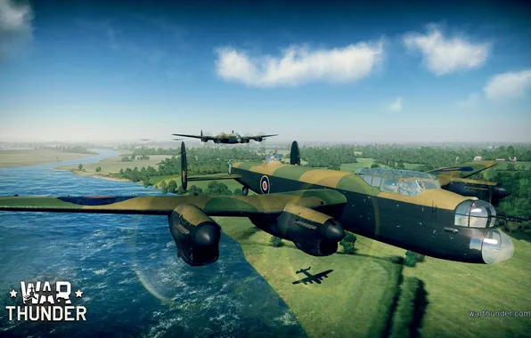 Picture trees, river, earth, shadow, aircraft, WW2, British, War Thunder