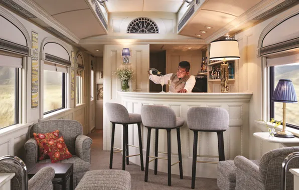 Male, South America, The bartender, South Americas luxury sleeper train, Luxury Sleeping train, Pullman day …