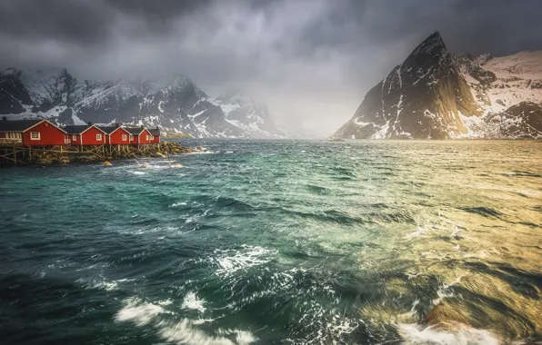 Ocean, Norway, waterfront, Lofoten