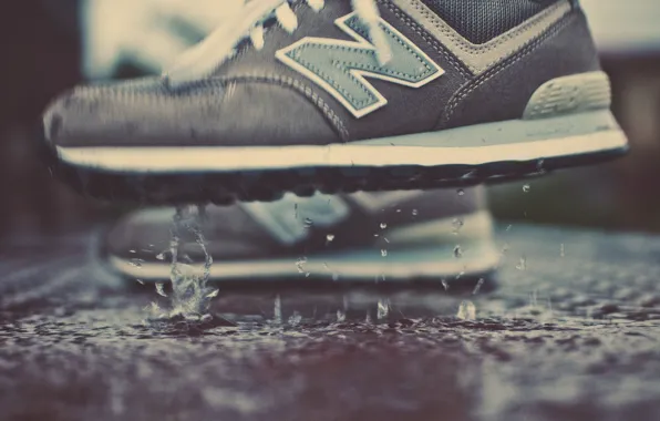 Picture drops, puddle, new balance. sneakers