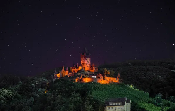 Picture the sky, stars, night, castle, Germany