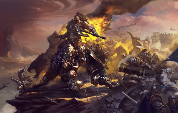 World of Warcraft, Orc, art, warlords of draenor, Grommash Hellscream