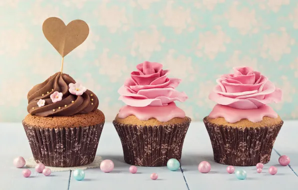 Roses, decoration, heart, cake, cream, pink, valentine's day, Elena Schweitzer
