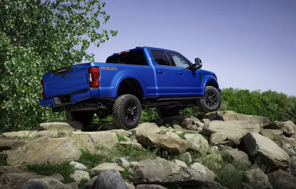 Blue, Ford, side, pickup, Super Duty, F-250, Tremor, 2020