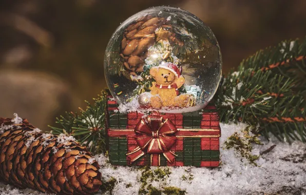 Picture holiday, gift, balls, new year, bear