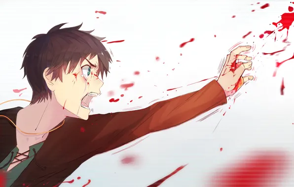 Picture white, blood, tears, Shingeki no Kyojin, The invasion of the titans, Eren Jagger