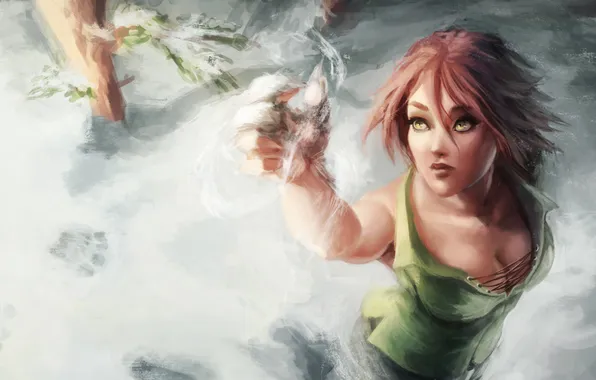 Girl, snow, hands, art