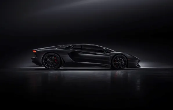 Picture Lamborghini, Dark, Black, Side, LP700-4, Aventador, Supercar, Work