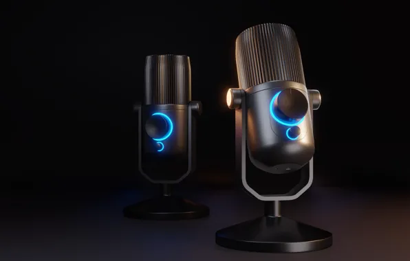 Dark, sound, render, glow, microphone